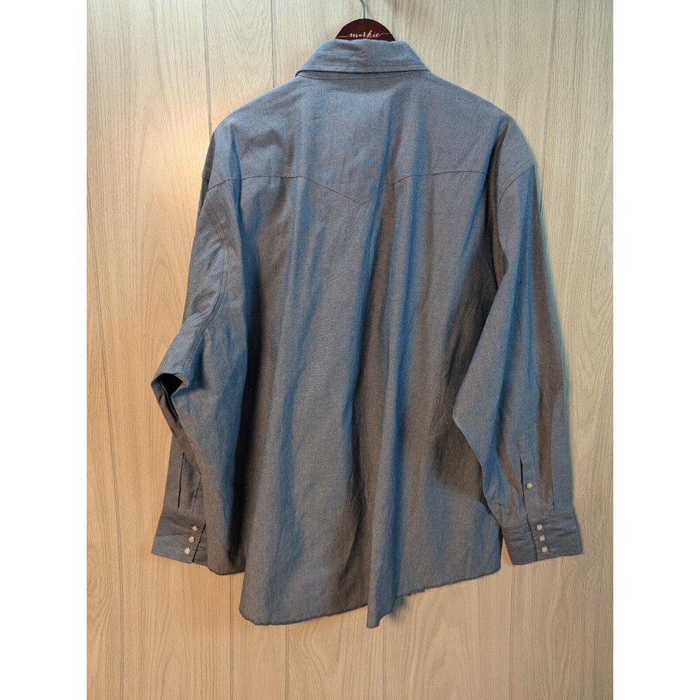 Wrangler Cowboy Cut Shirt Mens 2XL Blue Pearl Snap Western Chambray NWT - Picture 3 of 7